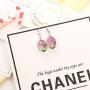 Tree of Life Dried Pressed Real Flowers Teardrop Hook Glass Drop Earrings（Pink）