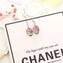 Tree of Life Dried Pressed Real Flowers Teardrop Hook Glass Drop Earrings（Pink）