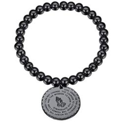 PROSTEEL Stainless Steel Serenity Prayer Bracelet Praying Hands Rosary Bead Religious Vintage Jewelry for Men/Women, fits Wrist from 5.9 to 7.9