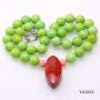 Turquoise Necklace 11.5-12mm Green Round Turquoise Beads Necklace with Coral Pendant 20''