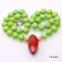 Turquoise Necklace 11.5-12mm Green Round Turquoise Beads Necklace with Coral Pendant 20''