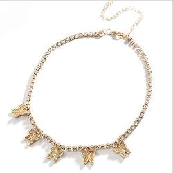 Easedaily Boho Necklaces Gold Butterfly Choker Rhinestone Pendant Short Necklace Chain for Women and Girls