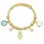 XUN Zhe Stainless Steel Egyptian Eye Fatima Hamsa Hand Pendant Bracelet Charm Cubic Zirconia Evil Eye Bracelets Protection Lucky Jewelry for Women Girls