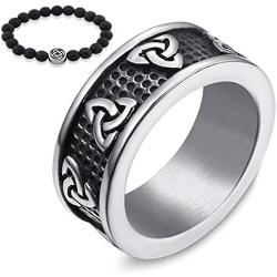 Gungneer Stainless Steel Triquetra Celtic Knot Ring Engagement Wedding Love Protection Irish Jewelry Men Women