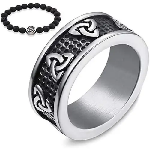 Gungneer Stainless Steel Triquetra Celtic Knot Ring Engagement Wedding Love Protection Irish Jewelry Men Women Gungneer Stainless Steel Triquetra Celtic Knot Ring Engagement Wedding Love Protection Irish Jewelry Men Women