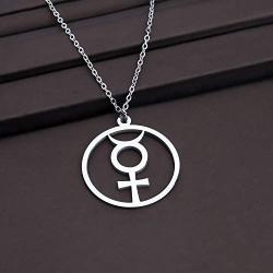 CENWA Mercury Pendant Alchemical Symbol Stainless Steel Necklace Mercury Symbol Jewelry Astrological Symbol Jewelry