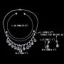 EVER FAITH CZ Birthstone Elegant Tear Drop Dangle Necklace Earrings Set Silver-Tone EVER FAITH CZ Birthstone Elegant Tear Drop Dangle Necklace Earrings Set Silver-Tone