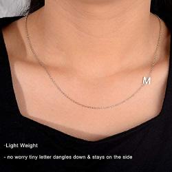 BOCHOI Sideways Initial Necklace Small Minimalist Side Letter Pendant Chain Necklace for Women Girls Stainless Steel Alphabet Jewelry Gift for Girlfriend Wife Friends Birthday