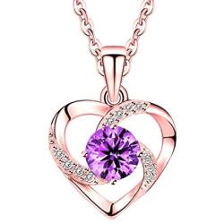 Hantaostyle Heart Necklace 925 Silver 5A Cubic Zirconia Christmas Jewelry Gifts Pendant Memory Necklaces for Women