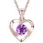 Hantaostyle Heart Necklace 925 Silver 5A Cubic Zirconia Christmas Jewelry Gifts Pendant Memory Necklaces for Women