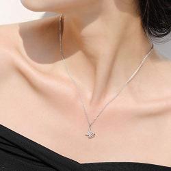 MONOZO Initial Necklace for Women Girls, 14K White Gold Plated Dainty Necklace with Initials, Letter Cubic Zirconia Monogram Small Initial Necklace Gifts for Women Teen Girls BFF Friendship