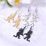 fishhook Southwestern Native American Style Kokopelli Figure Flutist Stainless Steel Drop Dangle Pendant Earrings for Girl Women