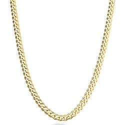 FZTN Jewelry Mens Womens 3mm Curb Chain Cuban Link Chain 18K Gold Plated Stainless Steel Necklace,Fashion Jewelry,Wear Alone or with Pendant,18-26 Inch