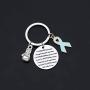 UJIMS Ovarian Cancer Gift PTSD Awareness Keychain with Teal Ribbon Charm I Stand Taller Because I Am A Survivor Fighter Jewelry