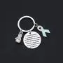 UJIMS Ovarian Cancer Gift PTSD Awareness Keychain with Teal Ribbon Charm I Stand Taller Because I Am A Survivor Fighter Jewelry
