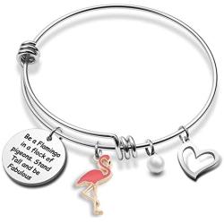 Flamingo Keychain Bracelet Be A Flamingo in A Flock of Pigeons Flamingo Lovers Gifts