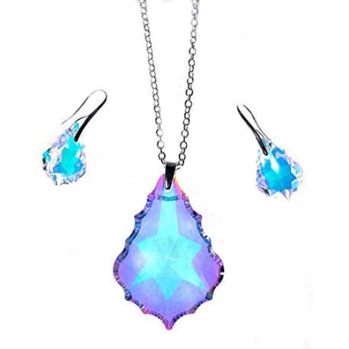 Marge K Designs Swarovski 18mm Crystal Earrings and 50 mm Asfour Pendant Set