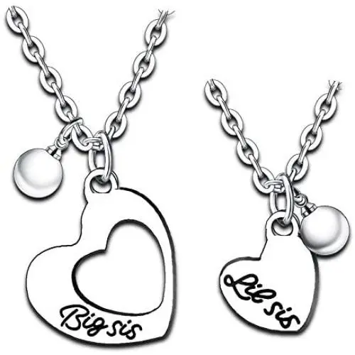 Nimteve Big Sis Lil Sis Necklaces Set for 2 Big Sister Little Sister Necklace Chain BFF Heart Pendant Necklace Set Friendship Girls Gifts Jewelry Nimteve Big Sis Lil Sis Necklaces Set for 2 Big Sister Little Sister Necklace Chain BFF Heart Pendant Necklace Set Friendship Girls Gifts Jewelry