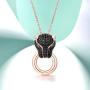Santuzza Black Panther Spinel Rose Gold 14K Plating Pendant for Women 925 Sterling Silver Leopard Head Pendants