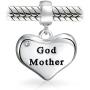 Engrave Word Nana Grandma Heart Dangle Bead Charm For Grandmother Crystal Accent Oxidized .925 Sterling Silver Fit European Bracelet