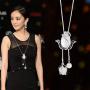 HSQYJ Crystal Flower Pendant Necklace Pretty Pearl Adjustable Long Sweater Necklace Fashion Jewelry for Women Girls