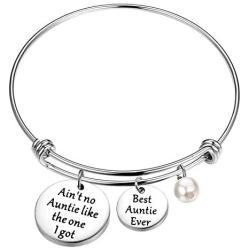 POTIY Aunt Jewelry Gift Best Aunt Ever Bracelet Aint no Auntie Like The one I got Birthday Gift for Auntie from Nephew or Niece