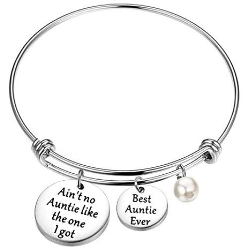 POTIY Aunt Jewelry Gift Best Aunt Ever Bracelet Aint no Auntie Like The one I got Birthday Gift for Auntie from Nephew or Niece