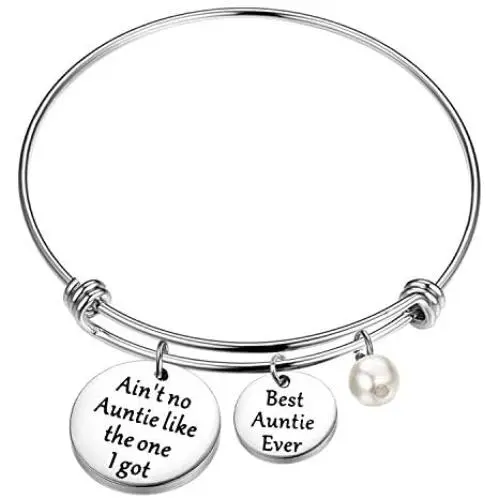 POTIY Aunt Jewelry Gift Best Aunt Ever Bracelet Aint no Auntie Like The one I got Birthday Gift for Auntie from Nephew or Niece POTIY Aunt Jewelry Gift Best Aunt Ever Bracelet Aint no Auntie Like The one I got Birthday Gift for Auntie from Nephew or Niece