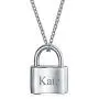 Personalized Couples Functional Love Lock Pendant Charm 925 Sterling Silver Engravable Necklace For Women Chain 16 Inch