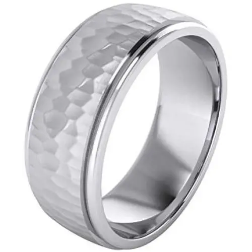 Heavy Solid Sterling Silver 6mm and 8mm Hammered Unisex Wedding Band Comfort Fit Ring Raised Center Polished Sides Heavy Solid Sterling Silver 6mm and 8mm Hammered Unisex Wedding Band Comfort Fit Ring Raised Center Polished Sides