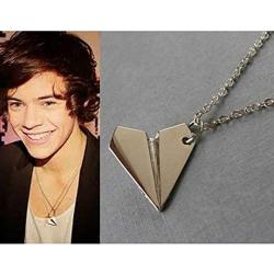 CICI 1D ONE DIRECTION Harry Style Paper Airplane Necklace, Fun Silver Alloy Fan Necklace