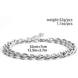 Punk Sliver Chain Links Choker Necklace Jewelry for Women 15inch Thick Chain Choker Necklace