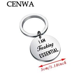 CENWA Essential Worker Gift Im Freaking Essential Keychain Social Distancing Jewelry Healthcare Gift First Responsers Gift