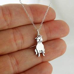 FashionJunkie4Life Sterling Silver Detailed Pit Bull Dog Charm Necklace, 18'' Cable Chain Pitbull