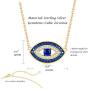 FANCIME Valentines Day Gift Sterling Silver Gold Evil Eye Necklace Cubic Zirconia Simulated Diamond Pendant Necklace Fine Jewelry for Women Girls 16 + 2 inch Extender