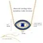 FANCIME Valentines Day Gift Sterling Silver Gold Evil Eye Necklace Cubic Zirconia Simulated Diamond Pendant Necklace Fine Jewelry for Women Girls 16 + 2 inch Extender
