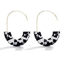 GIMEFIVE Leopard Print Acrylic Earrings Statement Hoop Earrings Resin Wire Drop Dangle Earrings Fashion Jewelry for Women