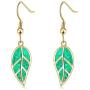 CiNily Opal Leaf Dangle Earrings-Created Fire Opal 18K Gold Plated Drop Earrings for Women Jewelry Gemstone Dangle Earrings 1 5/8''