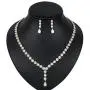 WeimanJewelry Women Cubic Zirconia CZ Bridal Marquise Tennis Long Teardrop Pendant Necklace and Dangle Earrings Set for Wedding Bride Jewelry