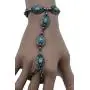 TFJ Women Fashion Jewelry Hand Chain Metal Bracelet Slave Ring Turquoise Blue Ethnic Antique Silver TFJ Women Fashion Jewelry Hand Chain Metal Bracelet Slave Ring Turquoise Blue Ethnic Antique Silver