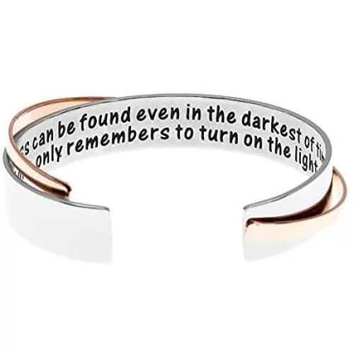 MS.CLOVER Encouragement Gift, Happiness Can be Found Even in The Darkest of Times, If One Only Remembers to Turn On The Light. Message Cuff MS.CLOVER Encouragement Gift, Happiness Can be Found Even in The Darkest of Times, If One Only Remembers to Turn On The Light. Message Cuff