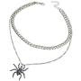 yiwushidaili Vintage Gothic Spider Earrings Necklace Set Punk Style Black Spider Insect Animal Chain Pendant Necklace Dangle Earrings Halloween Party Spider Jewelry for Men Women