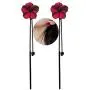 Trendy Red Green Poppy Flower Black Long Line Bar Tassel Earrings for Women Charm Drop Dangle Earring Jewelry (Red)