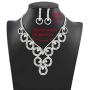 Masiter Rhinestone Necklace Crystal Earrings Glitter Tennis Chain 2Pcs Wedding Bridal Bridesmaid Costume Jewelry Set for Women and Girls
