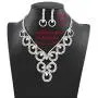 Masiter Rhinestone Necklace Crystal Earrings Glitter Tennis Chain 2Pcs Wedding Bridal Bridesmaid Costume Jewelry Set for Women and Girls
