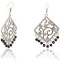 Saissa Silver Plated Oxidised Metal Boho Gypsy Square Indian Earrings Jewelry for Girls and Women