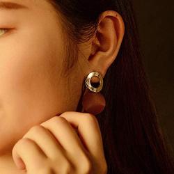 Viennois Round Curved Dangle Earrings with Matte Paint Discs for Women Jewelry Gift