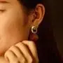 Viennois Round Curved Dangle Earrings with Matte Paint Discs for Women Jewelry Gift Viennois Round Curved Dangle Earrings with Matte Paint Discs for Women Jewelry Gift