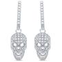 Sterling Silver Cz Skull Dangle Earrings - 23mm