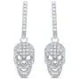 Sterling Silver Cz Skull Dangle Earrings - 23mm Sterling Silver Cz Skull Dangle Earrings - 23mm